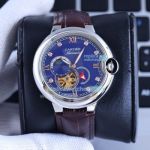 Replica Cartier Ballon Bleu De Blue Dial Brown Leather Watch 42mm